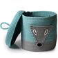 VELVET VIBE Kids Lid Baskets with Beautiful Characters  Rope Baskets for Baby Diaper, Stuffed Animal Storage (Blue Fox)