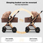 2 In 1 Convertible Baby Stroller Newborn Reversible Bassinet Pram, Foldable Pushchair With Adjustable Canopy Folding High Landsc