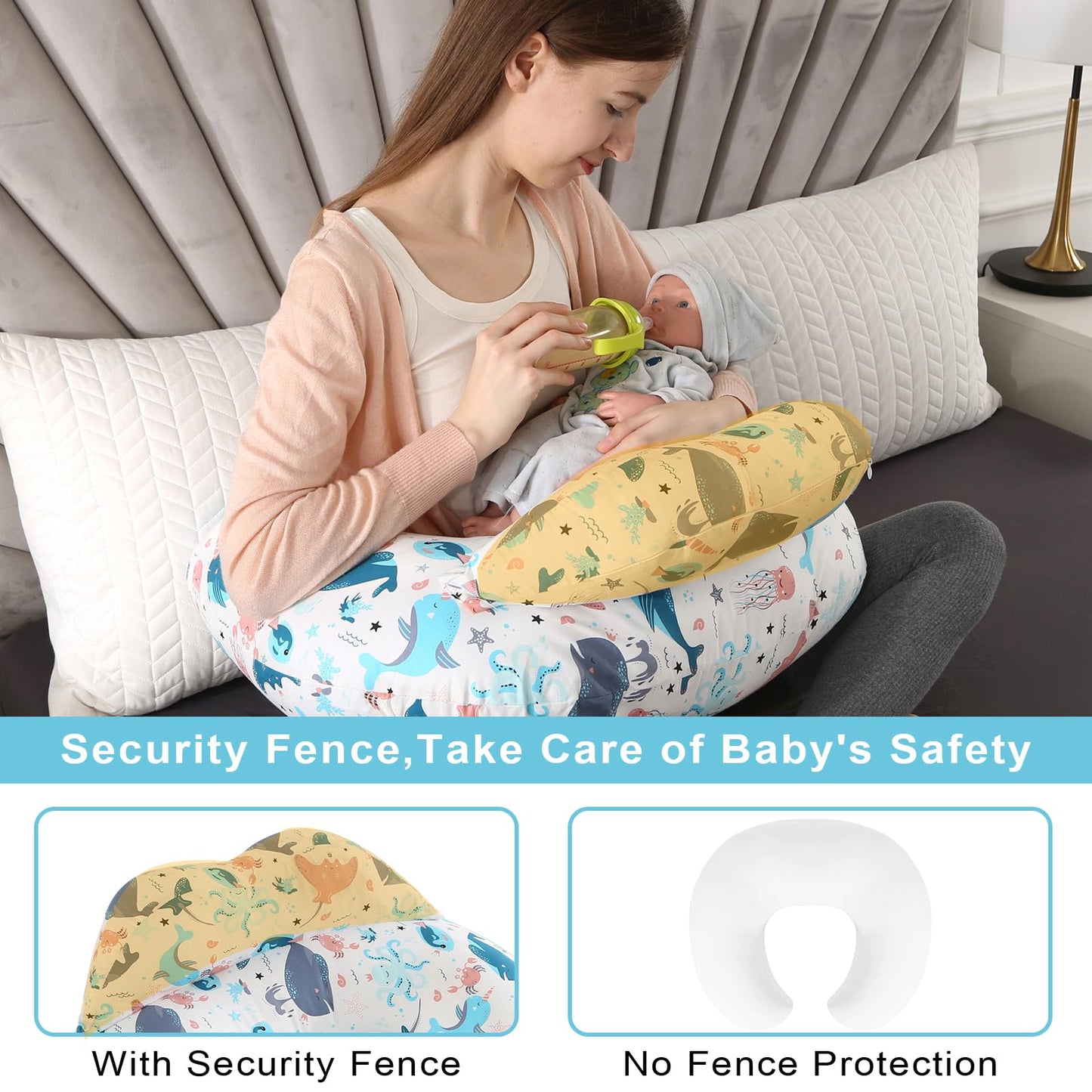 Battop Nursing Pillow For Breastfeeding,Baby Feeding Pillow,With Adjustable Waist Strap,Removable Slipcover,Breastfeeding Pillow