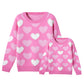 Winioder Mommy and Me Valentines Day Sweaters Crewneck Heart Knit Sweatshirt Pullover Tops Mom and Daughter Matching Outfits (K