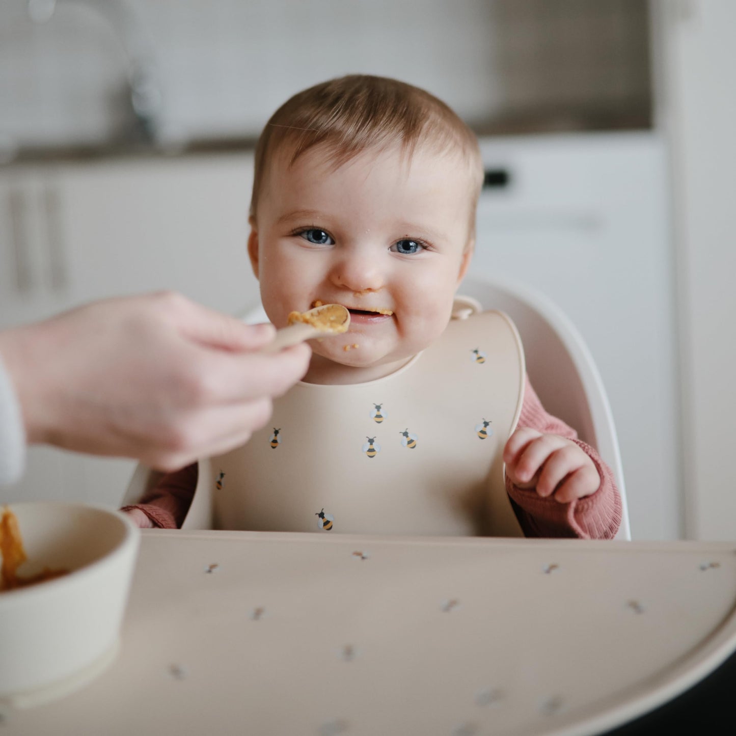 Mushie Silicone Placemat For Kids | Bpa-Free Non-Slip Design (Bees)