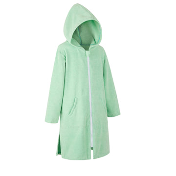 Missshorthair Hooded Towel Robe For Kid, Zipper Beach Cover Up, Swim Changing Robe For Boy, Girls Bath Towelling Poncho Robe Zip