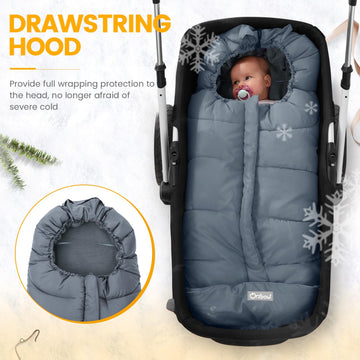 Orzbow Universal Footmuff For Stroller, Winter Warm Baby Stroller Bunting Bag, Waterproof Windproof Warm Polar Fleece Lined For