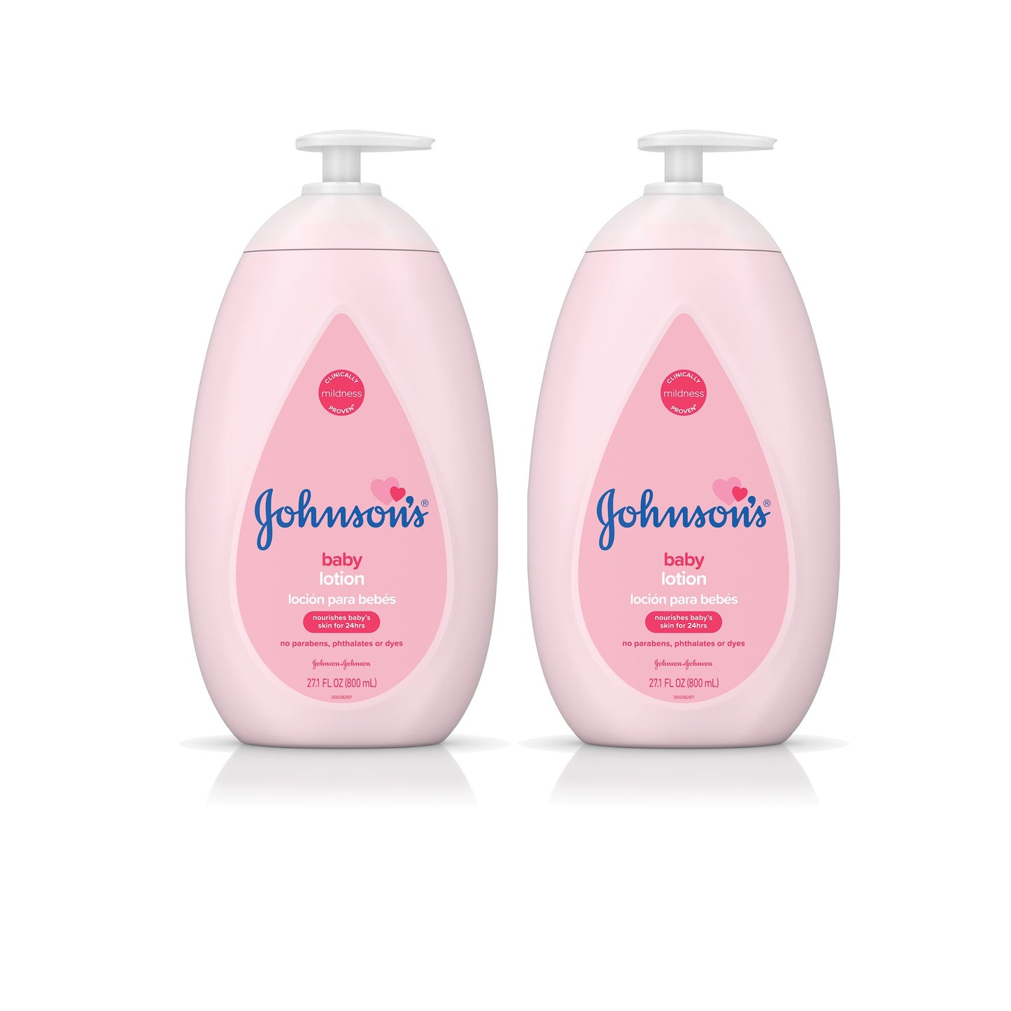 Johnsons Moisturizing Pink Baby Lotion with Coconut Oil, Hypoallergenic, 2 x 27.1 fl. oz