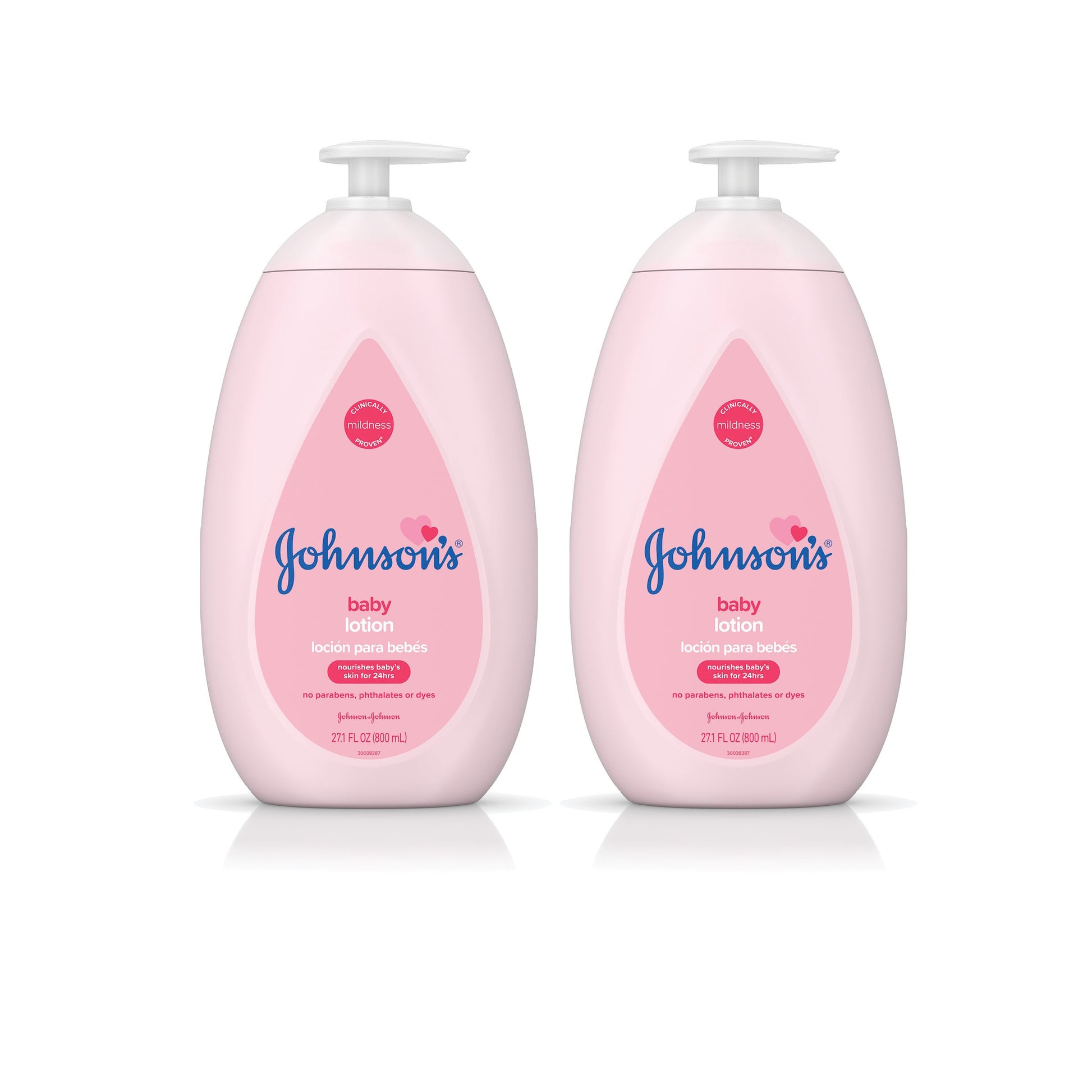 Johnsons Moisturizing Pink Baby Lotion with Coconut Oil, Hypoallergenic, 2 x 27.1 fl. oz
