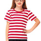 Halloween Boys Waldo Costume Red White Striped Shirt Summer Short Sleeve Crewneck Basic Tee Top 5-6 Years