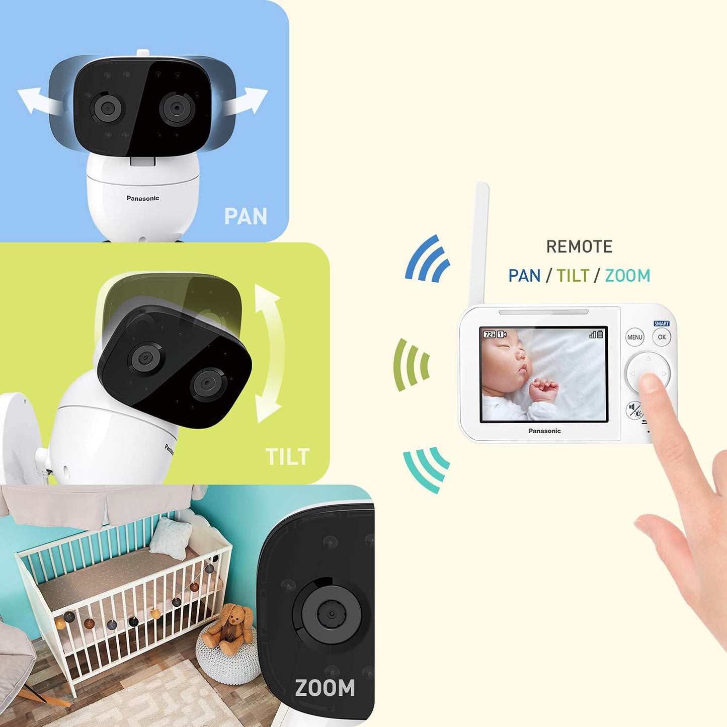 Panasonic Baby Monitor With Camera And Audio, 3.5    Color Video, Extra Long Range, Secure Connection, 2-Way Talk, Soothing Soun