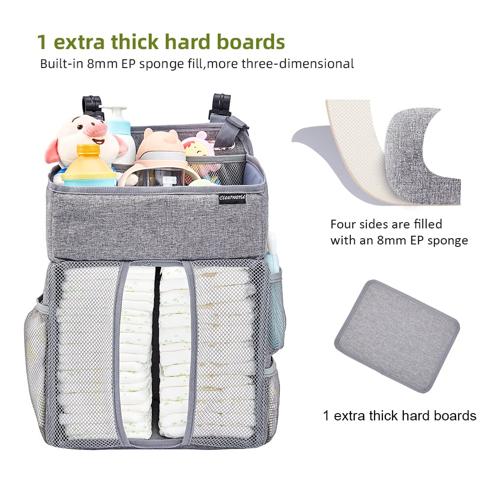 Clearworld Hanging Diaper Caddy Organizer,Diaper Stacker And Crib Organizer,Upgrade Thicken Nursery Organizer For Changing Table