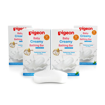 Pigeon Baby Bathing Bar 75 G (Pack Of 4) | Creamy Bathing Bar For BabyS Sensitive Skin | Gentle Daily Baby Bath Soap