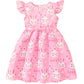 Girls Cat Dress Ruffle Sleeve Letter Print Sundress Kids Birthday Party Bunny Dresses Toddler Valentines Day Outfits Pink 2-3 Y