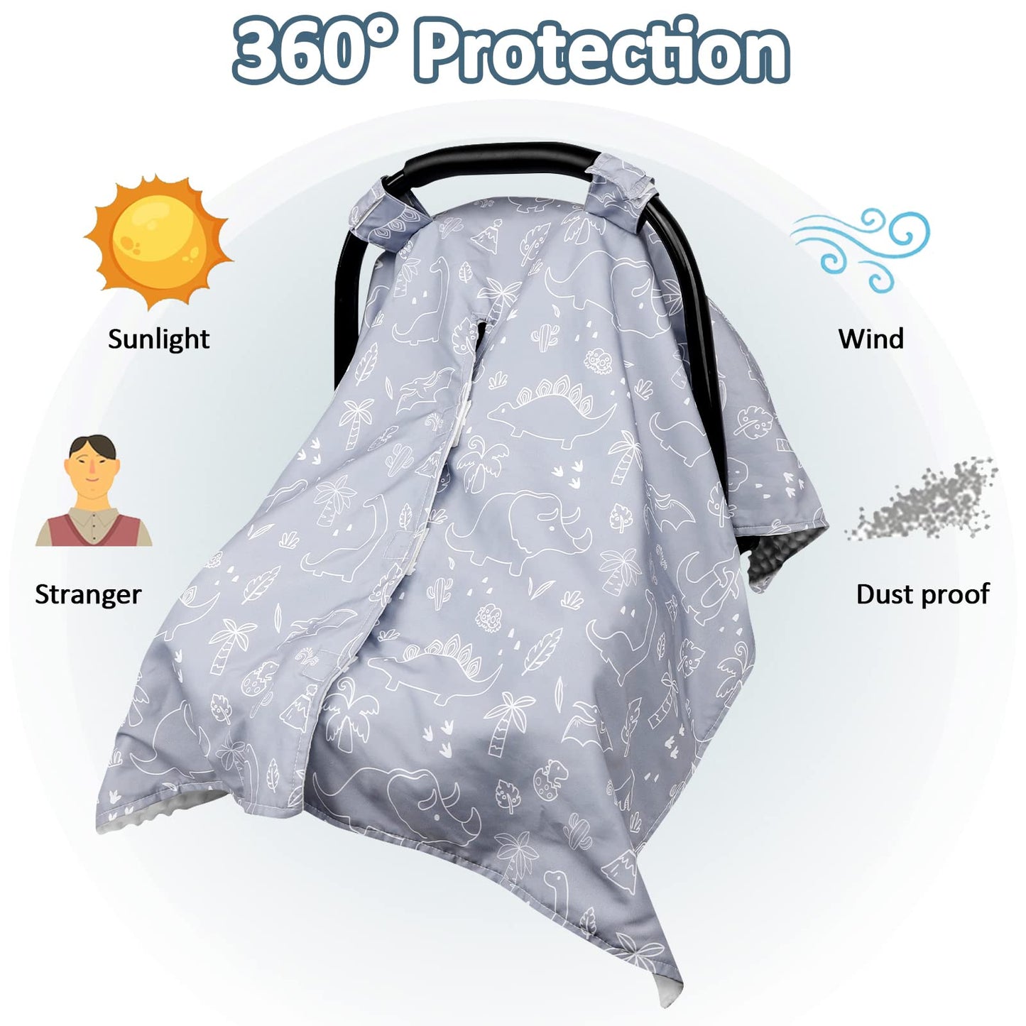 Car Seat Covers For Babies, Peekaboo Opening Infant Car Seat Canopy For Baby Boys Girls, 2 In 1 Mom Nursing Breastfeeding Covers