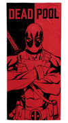Jay Franco Marvel Deadpool Bath, Pool Beach Towel - Red And Black Super Soft & Absorbent 100% Cotton Towel, Measures 28 X 58