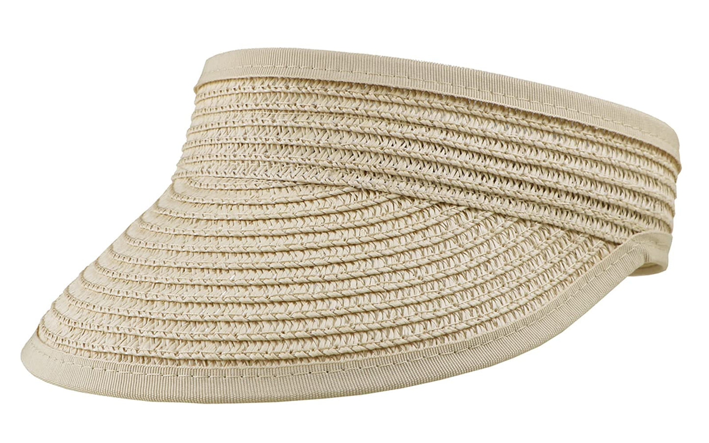 Sun-Visor-Hat For Kids Foldable Straw-Beach-Hat Baby-Girls Summer Upf 50+ Sun-Hat Beige