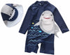Baby Boys Toddlers Kids Swimsuit One Piece With Sun Hat Rash Guard,Zipper Bathing Surfing Swimwear Upf 50+ Shark 18-24 Months