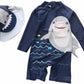 Baby Boys Toddlers Kids Swimsuit One Piece With Sun Hat Rash Guard,Zipper Bathing Surfing Swimwear Upf 50+ Shark 3-6 Months