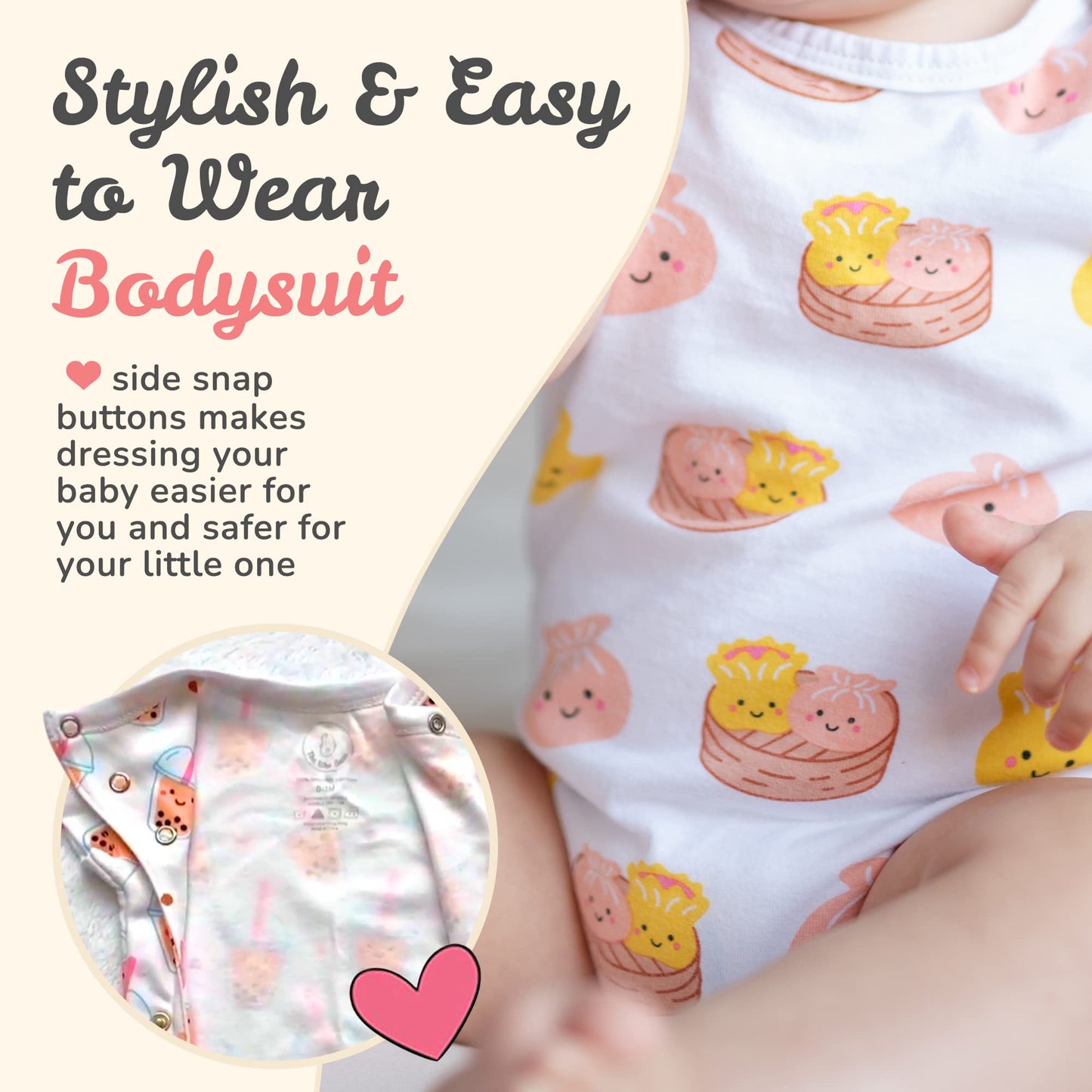The Wee Bean Organic Cotton Onesie Baby Bodysuit, Soft Onesies Made From Organic Cotton, Skin-Friendly Clothes For Babies And To