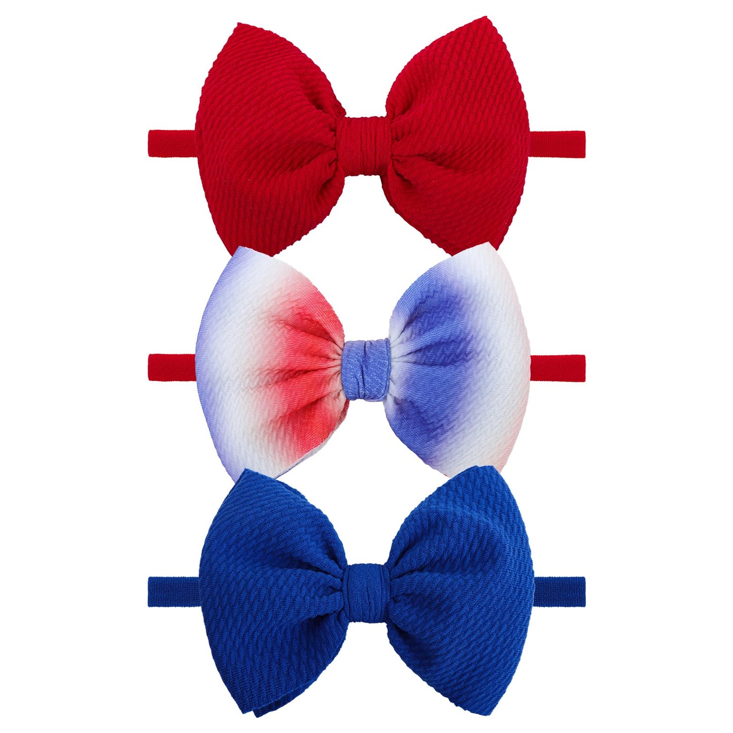 Yanjie 4Th Of July Headband For Baby Girls And Toddlers - Red, White, And Blue Nylon Bows Accessories