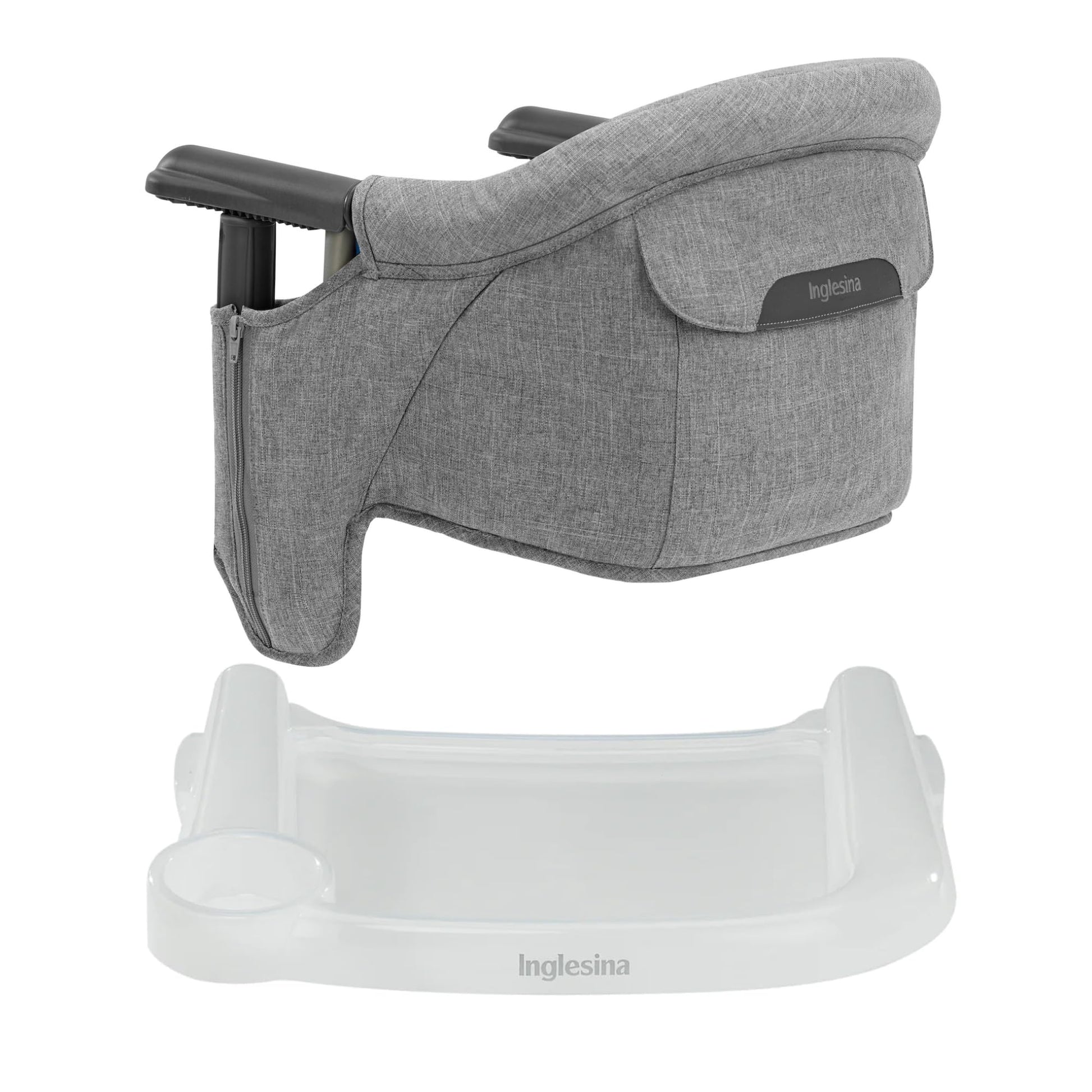 Inglesina Fast Table Chair - Stone Gray Melange + Fast Dining Tray - Portable High Chair For Baby Toddlers Infant, 6-36 Months -