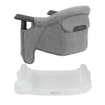 Inglesina Fast Table Chair - Stone Gray Melange + Fast Dining Tray - Portable High Chair For Baby Toddlers Infant, 6-36 Months -