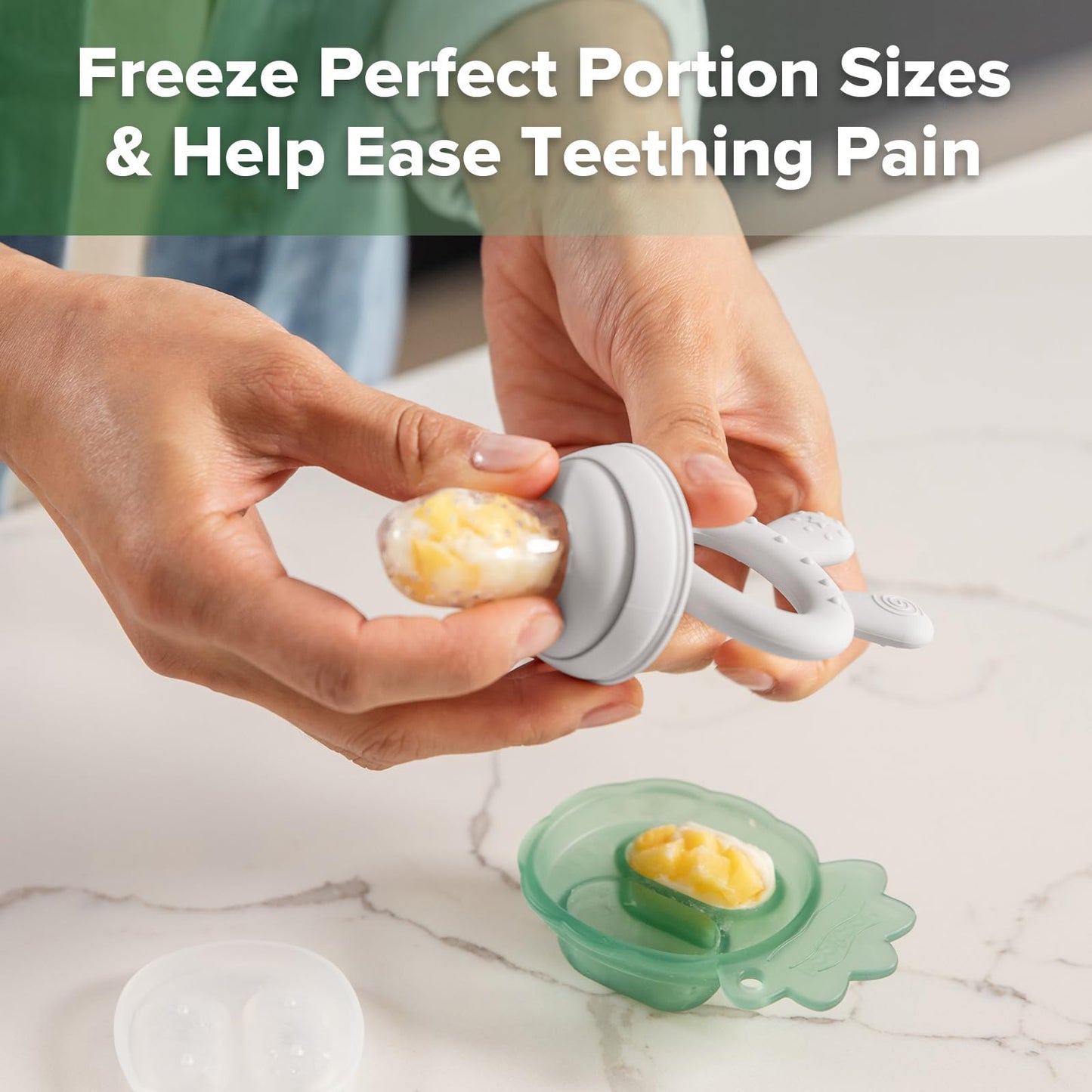 Haakaa Baby Fruit Food Feeder & Mini Freezer Nibble Tray Combo, Breastmilk Popsicle Molds For Baby Cooling Relief, Bpa Free Sili