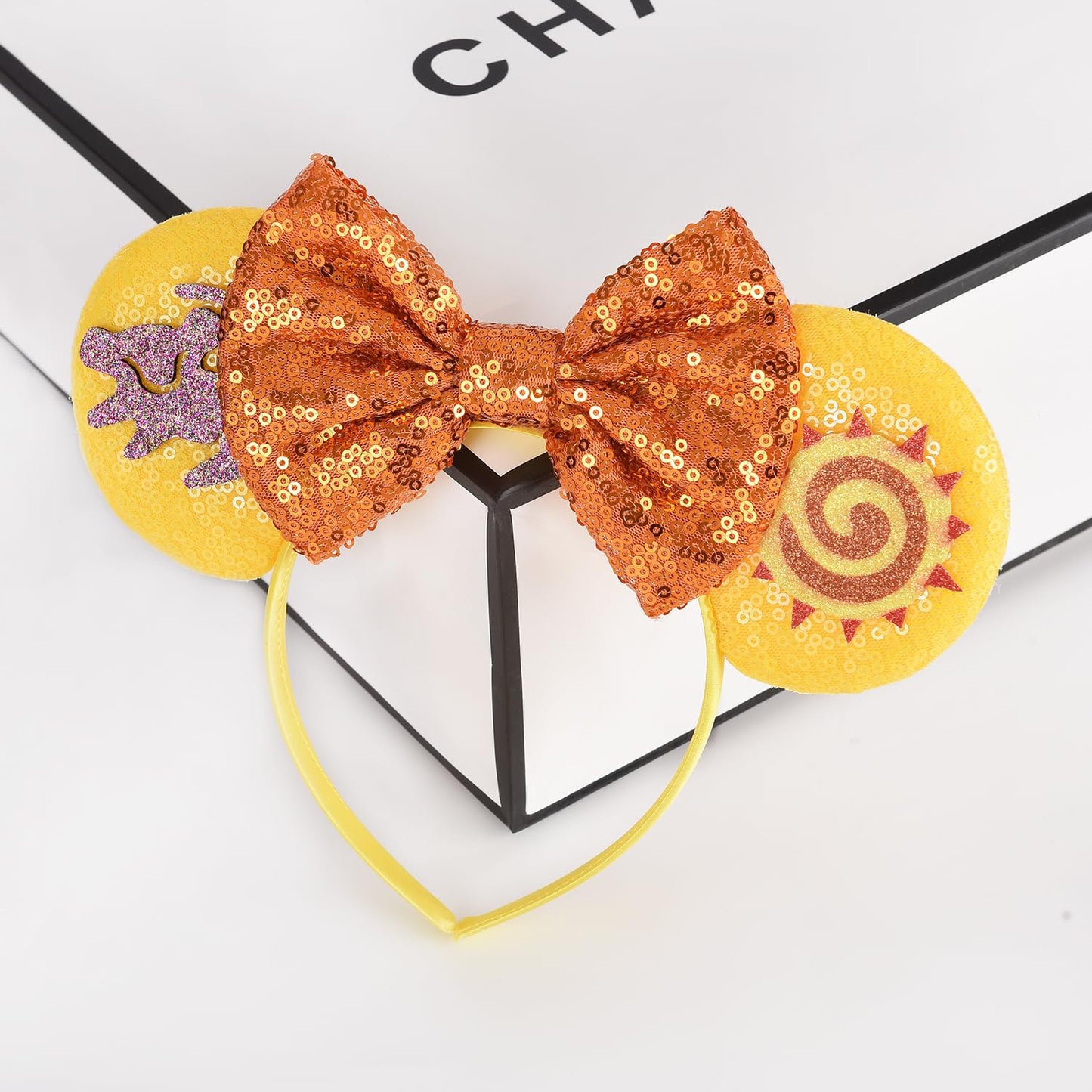 Seamoy Sequin Simba Minnie Ears Headband, Lion King Mouse Ears, Animal Kingdom Park Ears Princess, Sparkle Rose Gold Classic Red