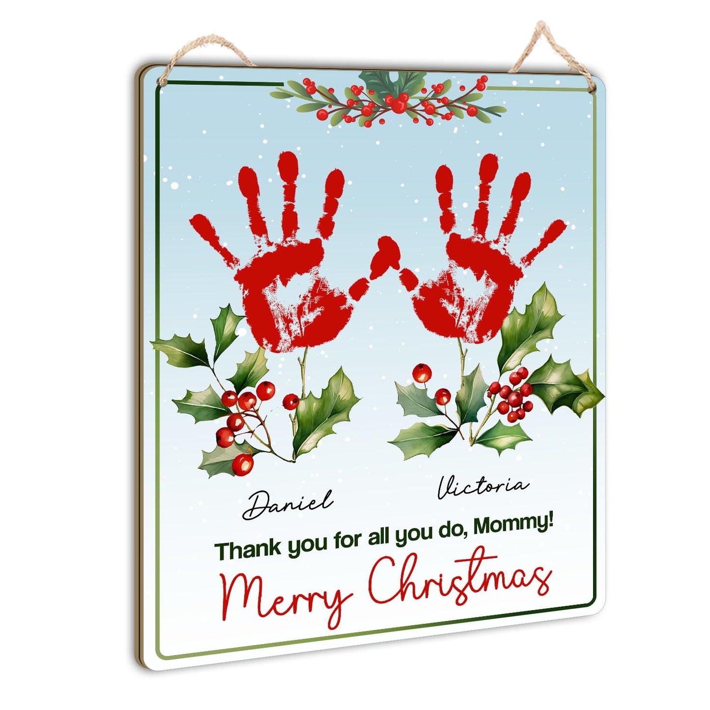 DIY Christmas Presents For Mom Handprint Art Craft for Mom, Birthday Thank You Mom Sign, Gift from Kids Toddler Baby, Floral Bou