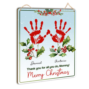 DIY Christmas Presents For Mom Handprint Art Craft for Mom, Birthday Thank You Mom Sign, Gift from Kids Toddler Baby, Floral Bou