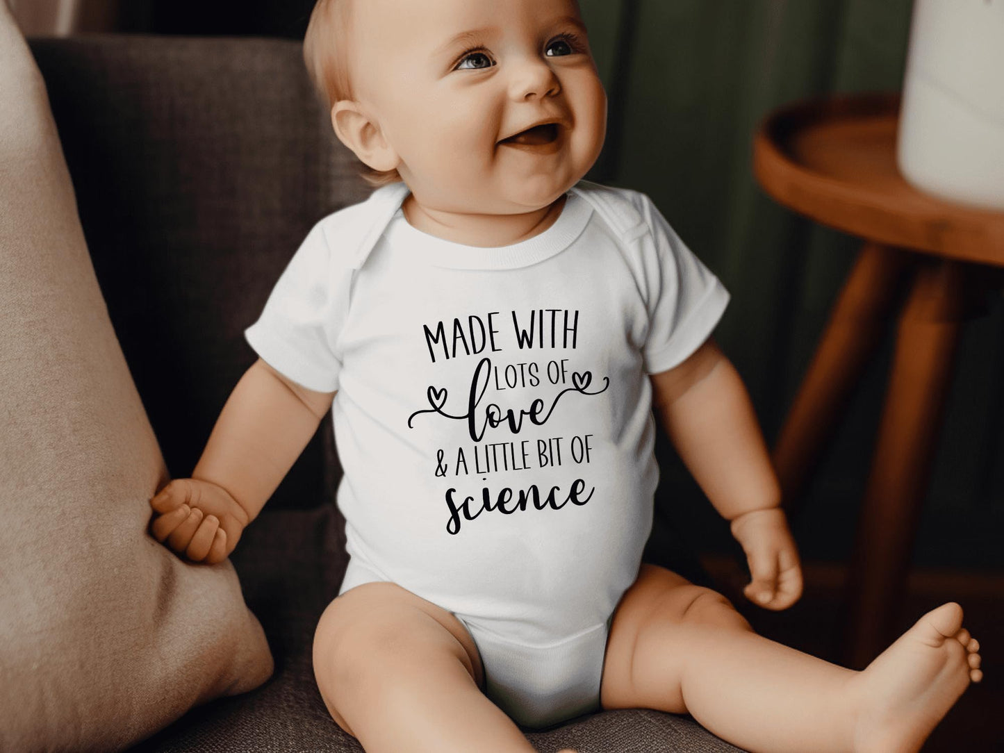Made With Lots Of Love And A Little Science Bodysuit Ivf Baby Pregnancy Announcement Worth Every Shot Reveal Gift (0-6 Months, H