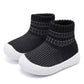 Baby Shoes Girls Boys Baby Sock Shoes With Grip Infant First Walking Sneaker Toddler Slipper Non Slip 12-15 Months Black