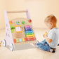 INFANS Wooden Baby Walker, Montessori Walker with Multiple Activity Toys, Storage, Push Walker Toys for Infant Learning to Walk,