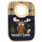 Lazyone Animal-Print Baby Bibs, Cute Baby Shower Gifts, One Size, Blue Plaid, Moose (Moosey Eater Boy, One Size)