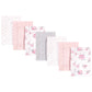 Hudson Baby Unisex Baby Cotton Flannel Burp Cloths, Pink Floral, One Size