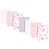 Hudson Baby Unisex Baby Cotton Flannel Burp Cloths, Pink Floral, One Size