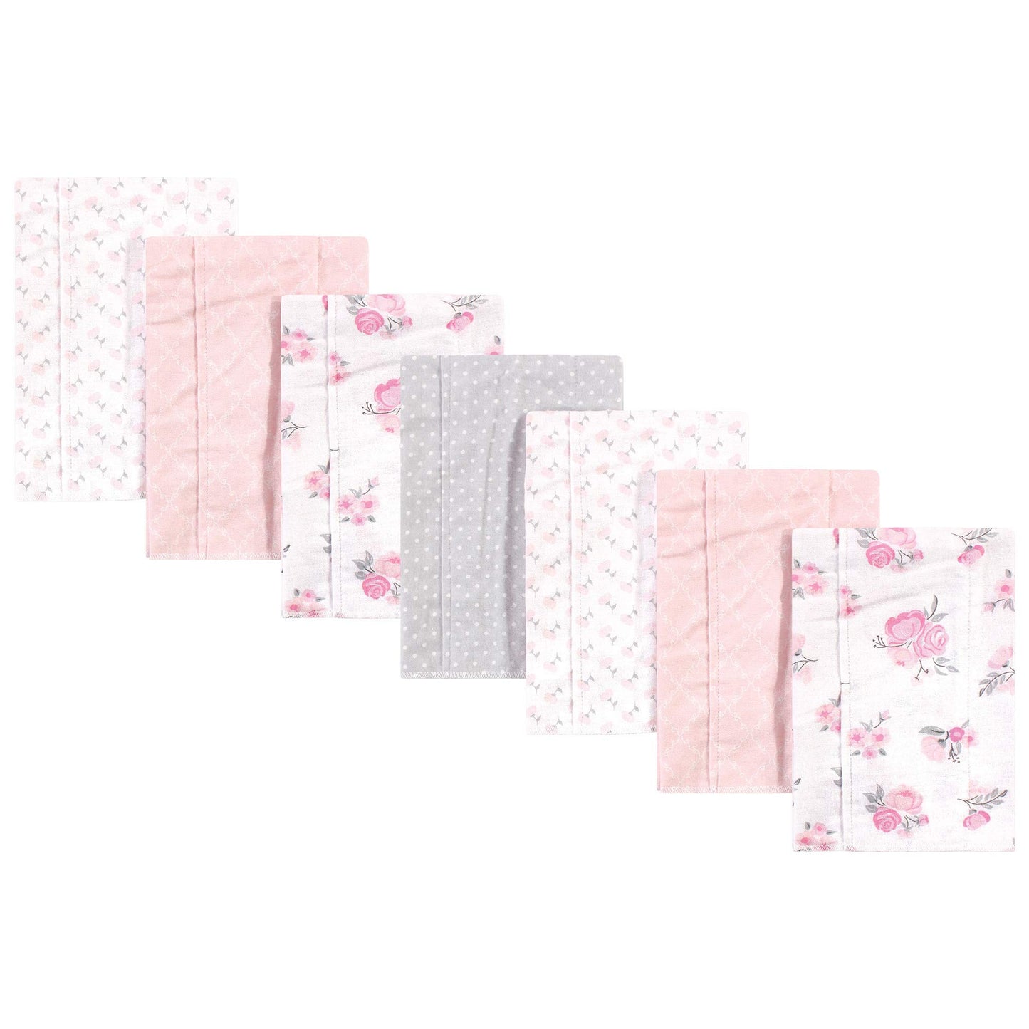 Hudson Baby Unisex Baby Cotton Flannel Burp Cloths, Pink Floral, One Size