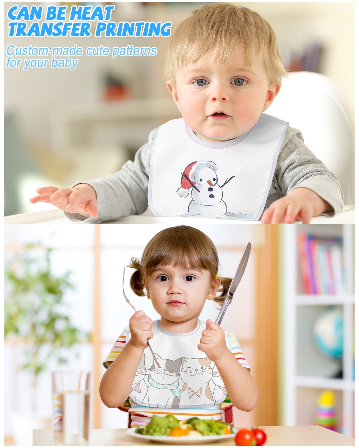 30 Pack Sublimation Blanks Baby Bibs Bulk 2 Ply Waterproof Absorbent White Bibs Unisex Baby Drool Bib With Hook And Loop Sublima