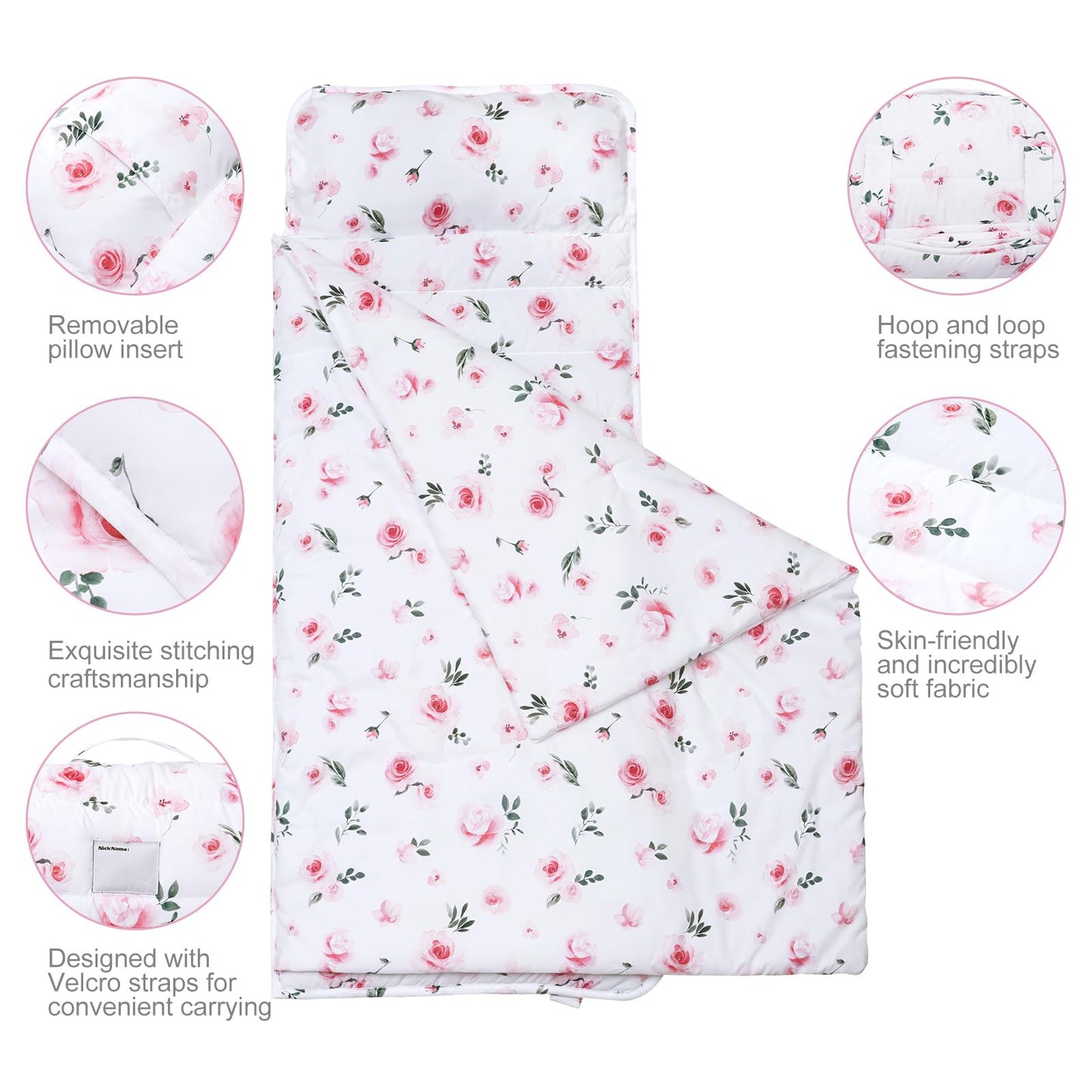 David'S Kids Toddler Nap Mat Set With Removable Pillow, Ultra Soft Slumber Bags For Girls,Perfect For Preschool, Daycare, Kids S