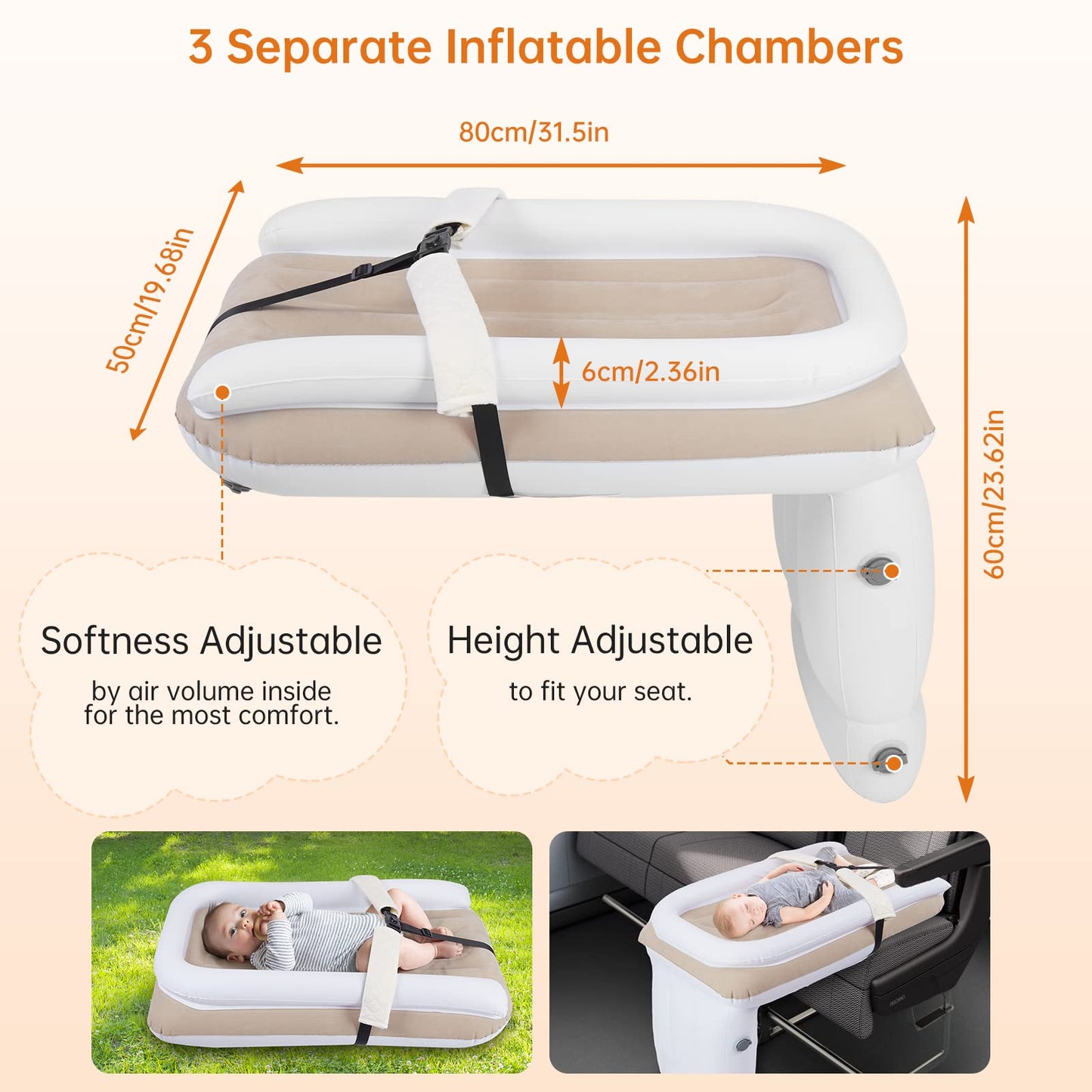 Pahtto Inflatable Airplane Bed For Kids, Portable Toddlers Airplane Blow Up Bed For Travel, Baby Airplane Mattress With Hand Pum