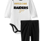 Nfl Oakland Raiders Bodysuit Footed Pant And Cap, 6-9M, Black/Silver