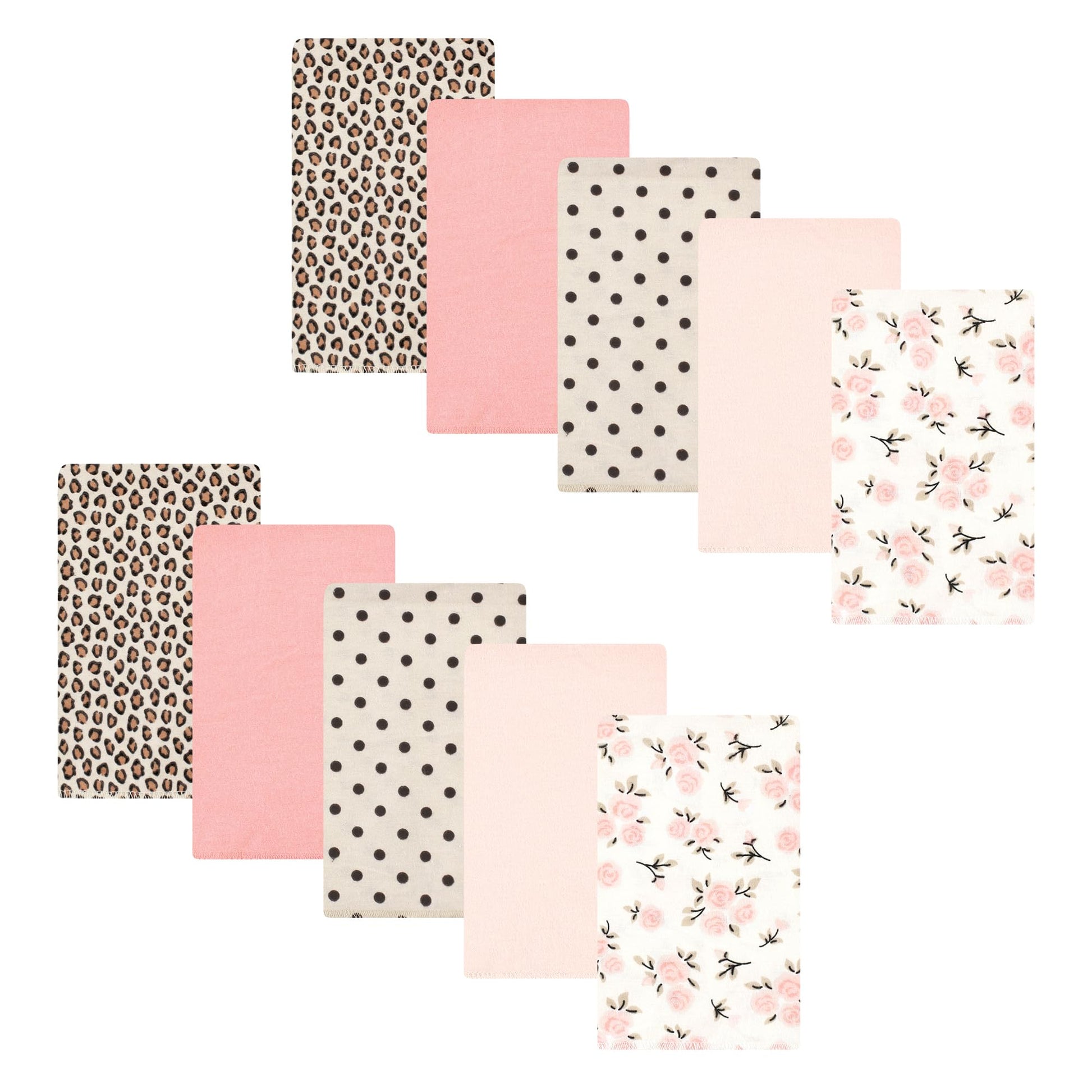 Hudson Baby Unisex Baby Cotton Flannel Burp Cloths, Neutral Pink Floral 10 Pack, One Size