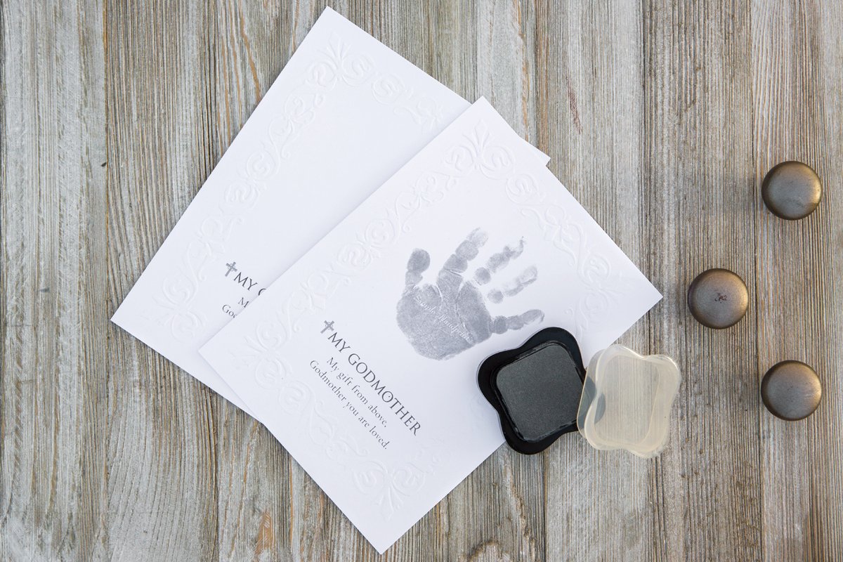 The Grandparent Gift Godmother Godchild Handprint Frame, Grey - Gift For Godmother From Godson Or Goddaughter On Baptism, Confir