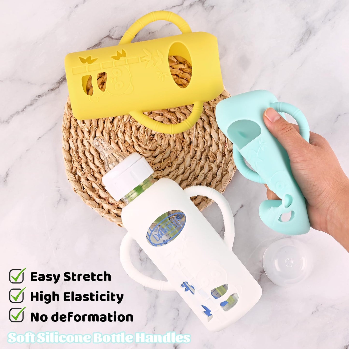 3 Pack Silicone Sleeves With Handle For Dr Brown'S Glass Baby Bottles, Anti Breakage Baby Bottle Holder, Compatible With Dr. Bro