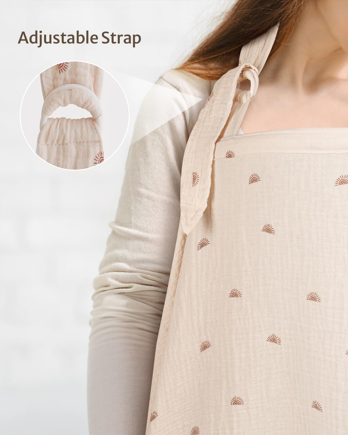 Blissful Diary Muslin Nursing Cover For Breastfeeding, Breathable Breastfeeding Cover Up With Arch Neckline For Women, Nursing A