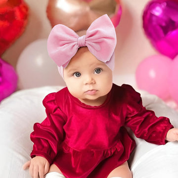 Yanjie Headbands, 6' Red Pink Velvet Hairband, Handmade Valentine'S Day Baby Hair Accessories, One Size, 5 Count, For Newborn I