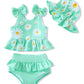 Toddler Swimsuit Girl 12-18 Months Toddler Bathing Suit Two Piece Green Dasiy Tankini Baby Girl'S Swimwear Summer Beach Bikini H