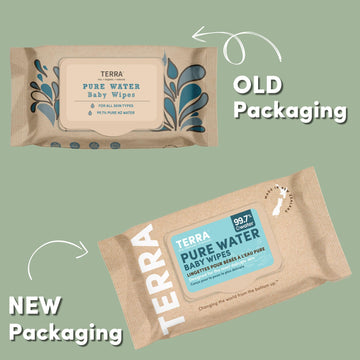 Terra Bamboo Baby Wipes: Pure Water Wipes, 99.7% Pure New Zealand Water, 100% Biodegradable Bamboo Fiber, 0% Plastic, Unscented