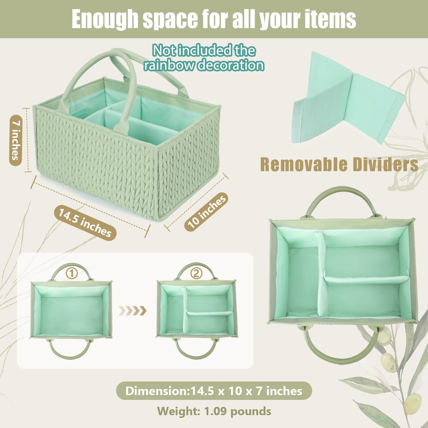 Mominside Diaper Caddy Organizer, Baby Basket Nursery Storage, Portable Changing Table Car Caddy Organizer For Girl Boy, Baby Re