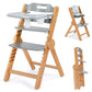 Ezebaby Wooden High Chair Grow with Your Child, Foldable Baby High Chairs with Adjustable Seat and Footrest Heights, High Chair 