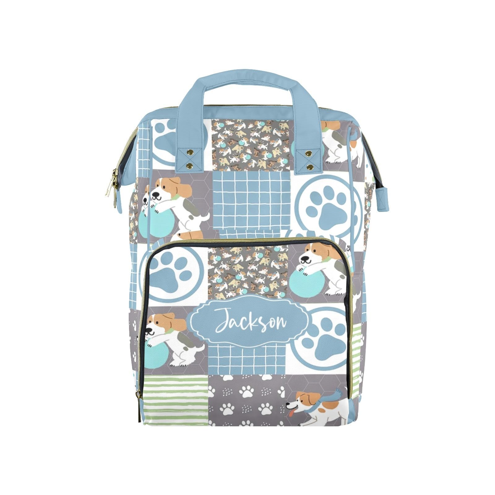 Noverbibi Custom Diaper Bag for Baby - Personalized Nursing Bags with Name - Cute Puppy Mommy Daypack Tote