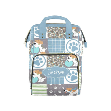 Noverbibi Custom Diaper Bag for Baby - Personalized Nursing Bags with Name - Cute Puppy Mommy Daypack Tote