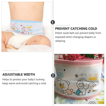 Heallily Baby Belly Button Band 4Pcs Newborn Belly Belt Cotton Umbilical Cord Infant Belly Band Cartoon Soft Newborn Navel Baby